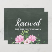 Papier Panneau rose floral Chlakboard personnalisé Mariag (Devant / Derrière)