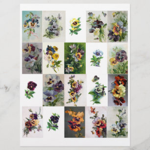Papier Pansies d'époque victorienne Vintages (pas AI)