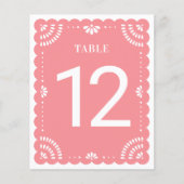 Papier Papel moderne Picado Mariage Numéro de table, Rose (Devant)
