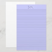 Papier papeterie bleu Monogramme lignes optionnell (Devant / Derrière)