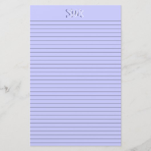 Papier papeterie bleu Monogramme lignes optionnell (Devant)