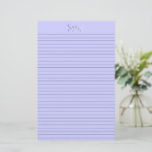 Papier papeterie bleu Monogramme lignes optionnell (Debout devant)