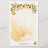 Papier papeterie en monogramme d'abeille jaune (Devant)
