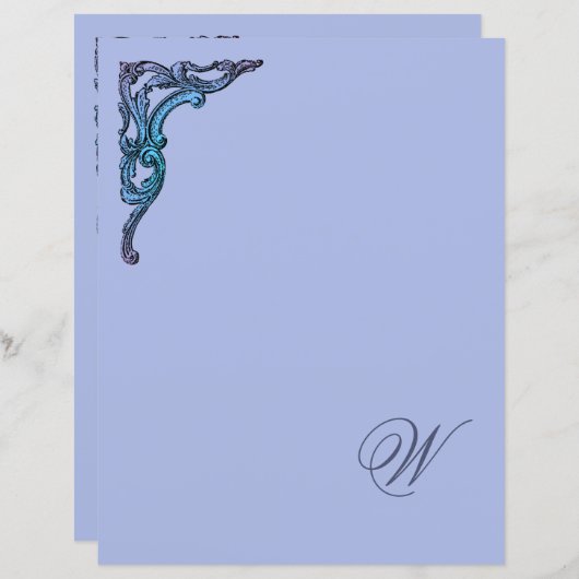 Papier papeterie Pastel Monogram Romantique (Devant / Derrière)