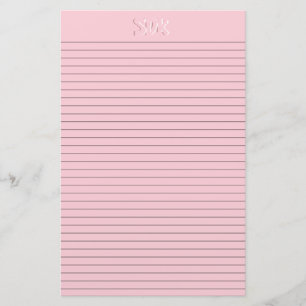Papier papeterie rose Monogrammes lignes optionnel