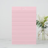 Papier papeterie rose Monogrammes lignes optionnel (Debout devant)