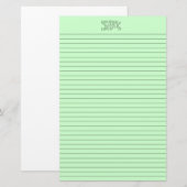 Papier papeterie verte Monogrammes lignes optionne (Devant / Derrière)