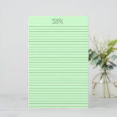 Papier papeterie verte Monogrammes lignes optionne (Debout devant)