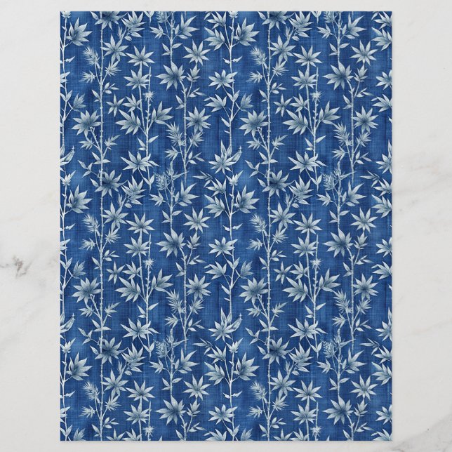 Papier papier à motif floral shibori bleu Indigo (Devant)