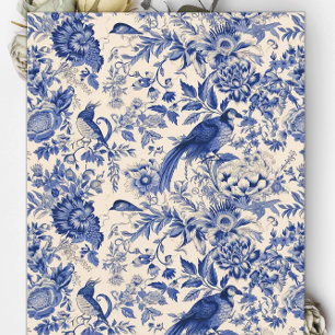 Papier papier à scandale bleu Toile du Jouy Floral
