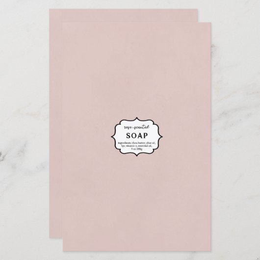 Papier papier enveloppé de savon rose (Devant / Derrière)