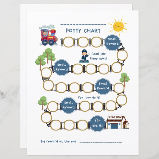 Papier papier pour bambins Potty Chart avec train (Devant / Derrière)