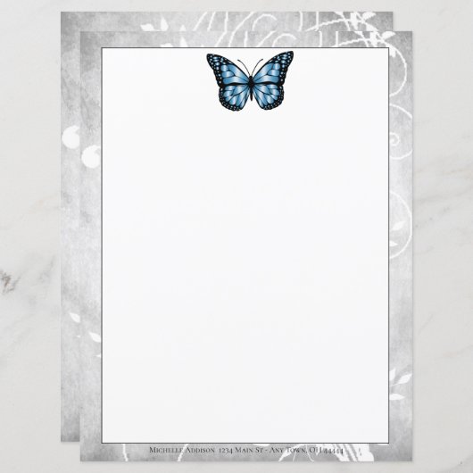 Papier papillon bleu brillant (Devant / Derrière)