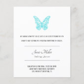 Papier Papillon bleu budget | Photo Memorial Invitation (Dos)