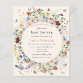 Papier Papillon bohème et Baby shower budgétaire floral (Devant)