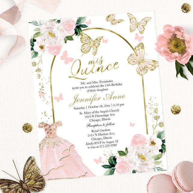 Papier Papillon Budget Quince Invitations Blush Robe (Créateur téléchargé)