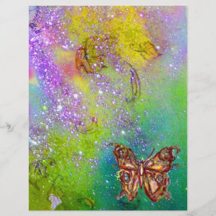 PAPIER PAPILLON D'OR EN ÉTOILES JAUNE VERT VIOLET