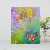 PAPIER PAPILLON D'OR EN ÉTOILES JAUNE VERT VIOLET (Debout devant)