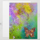PAPIER PAPILLON D'OR EN ÉTOILES JAUNE VERT VIOLET (Devant / Derrière)