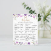 Papier Papillon d'or violet Baby trivia jeu baby shower (Debout devant)