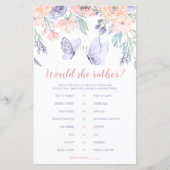 Papier Papillon Floral Violet Rose, Elle Préférerait Joue (Devant)