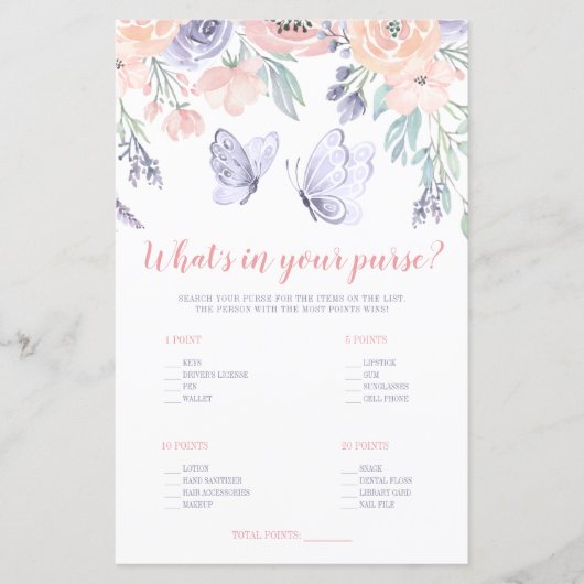 Papier Papillon floral violet rose Qu'est-ce qu'il y a da (Devant)