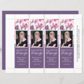 Papier Papillon floral violet Signet d'anniversaire Modèl (Devant / Derrière)