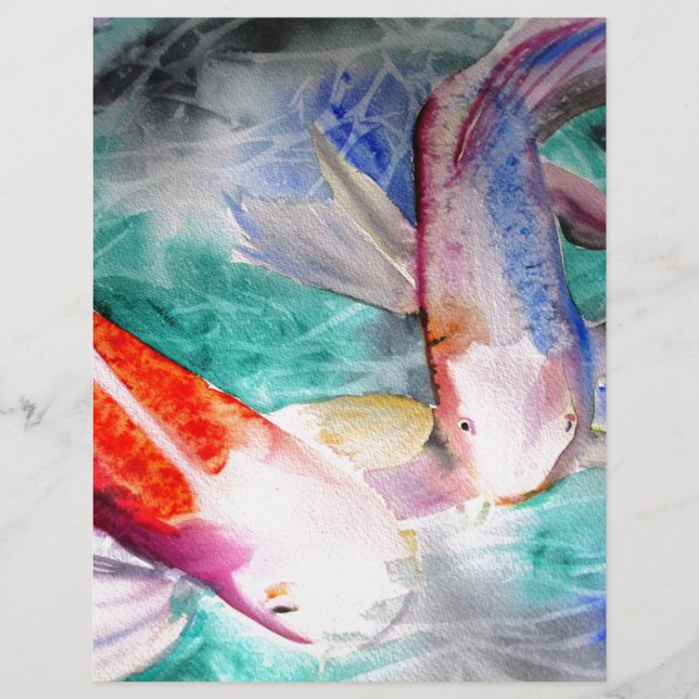 Papier Papillon Koi aquarelle japonais Poisson Art (Devant)