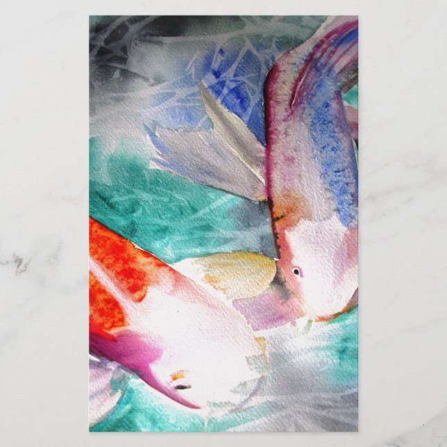 Papier Papillon Koi aquarelle japonais Poisson Art (Devant)