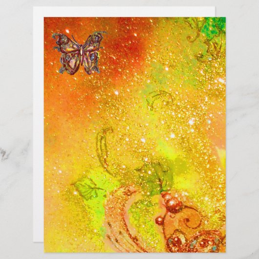 PAPIER PAPILLON MAGIQUE EN PAILLETTES D'OR (Devant / Derrière)