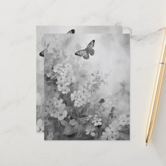 Papier Papillon noir et blanc (Devant/Arrière en situation)