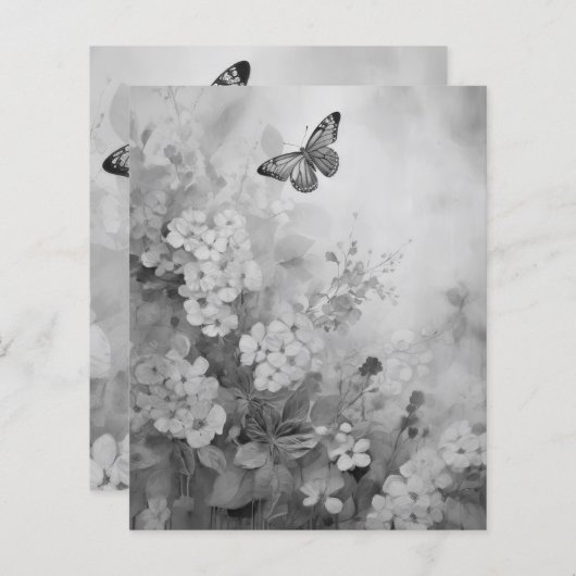 Papier Papillon noir et blanc (Devant / Derrière)