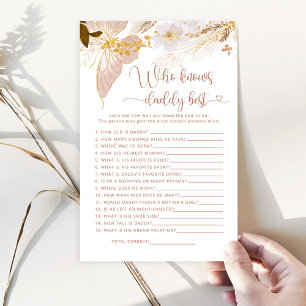 Papier Papillon Qui connaît papa meilleur baby shower jeu
