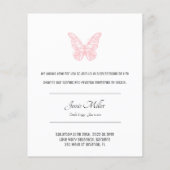 Papier Papillon rose | Budget Photo Memorial Invitation (Dos)