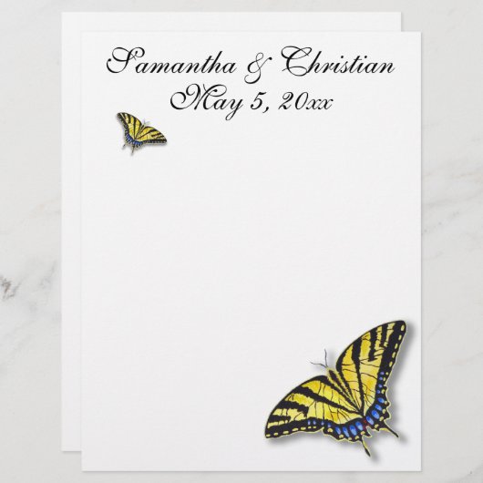 Papier papillon Swallowtail Mariage (Devant / Derrière)