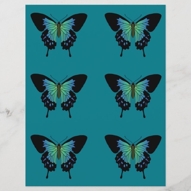 Papier papillon turquoise (Devant)