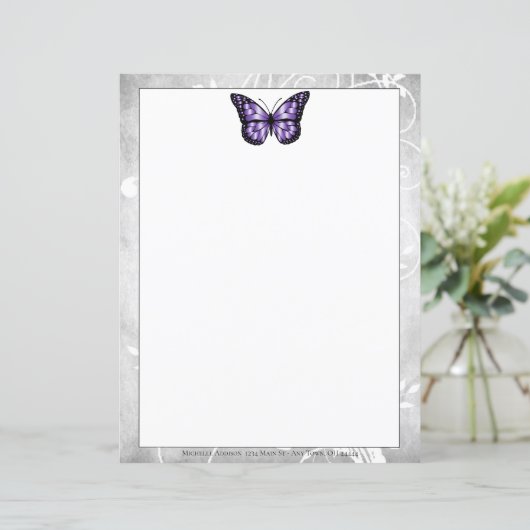Papier papillon violet brillant (Debout devant)