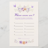 Papier Papillon Violet Où Était Nous Fête des mariées Jeu (Devant)