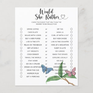 Papier Papillon / Voudrait-Elle Plaire Baby shower Jeu