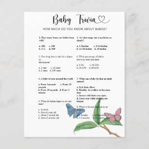 Papier Papillons - Bébé Quiz Jeu de Baby Shower