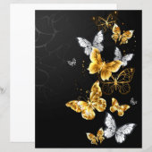 Papier Papillons dorés et blancs (Devant / Derrière)