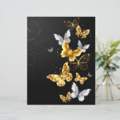 Papier Papillons dorés et blancs (Debout devant)