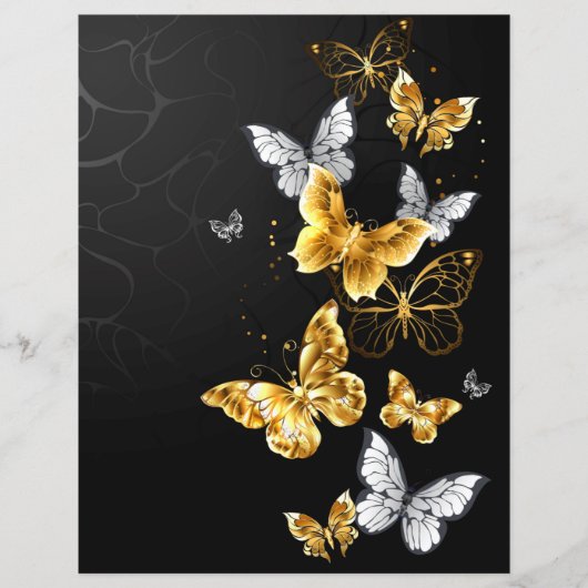 Papier Papillons dorés et blancs (Devant)