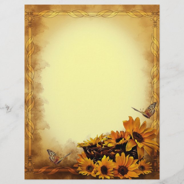 Papier Papillons et tournesols stationnaires (Devant)