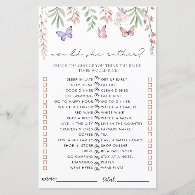 Papier Papillons Fête des mariées Jeu Elle Plairait (Devant)