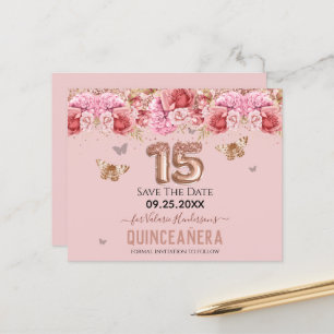 Papier Papillons floraux Quinceañera rose Enregistrer la 