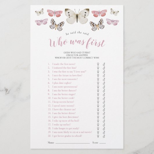 Papier Papillons Il A Dit Qu'Elle A Dit Pink Showgame (Devant)