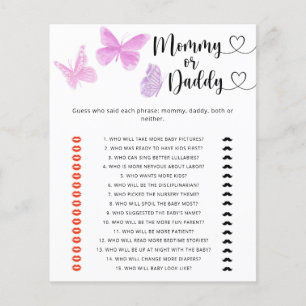 Papier Papillons - jeu de baby shower pour maman ou papa