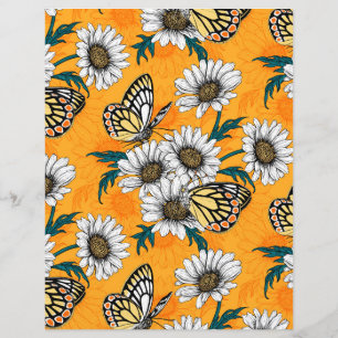 Papier Papillons Jézabel et fleurs marguerites