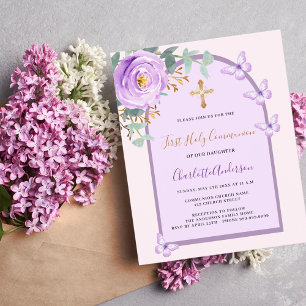 Papier Papillons rose pourpre arc Première communion